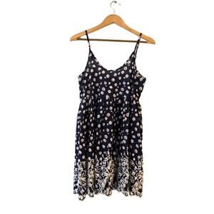 Paper Crane Spaghetti Strap Mini Dress Size L Navy‎ Floral Embroidered Eyelet